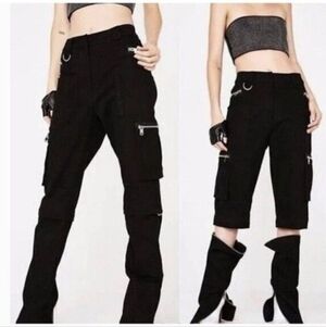 I. AM. Gia Ursa Convertible Cargo Punk Pants Zippers All Over Size Small